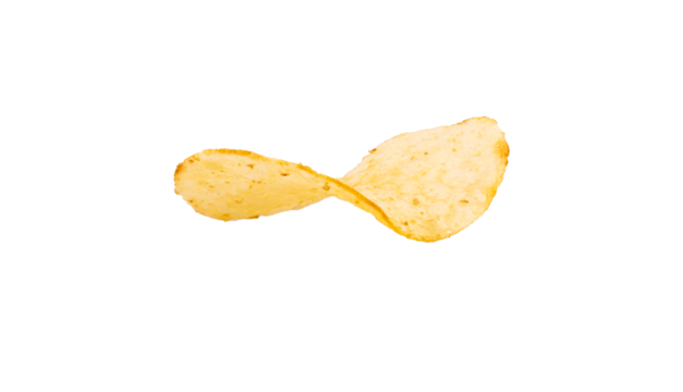 one unit of potato chips snack isolated on transparent front background