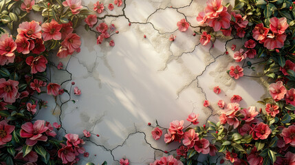 Blooming flowers. Breaking barriers concept, seasonal background, generative ai - 784545233