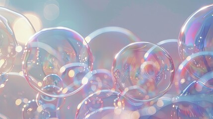 Colorful soap bubbles with sparkling light reflections - obrazy, fototapety, plakaty