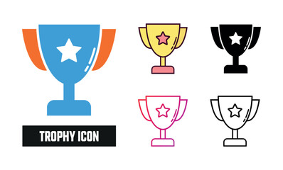 Trophy Icon Set Vector Illustration