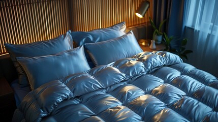 Silver infused hypoallergenic bedding featured in a moonlight mystery video game, sleek and antimicrobial