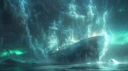 Fotobehang The Freya ship vanishing alongside the ethereal beauty of the Ursa Major II Dwarf, fading into legend © Samon