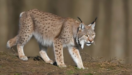 Naklejka na ściany i meble A Lynx With Its Head Held Low Stalking Its Prey