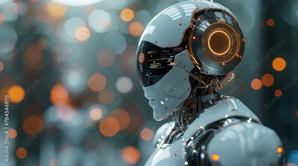 Leinwandbilder A 3D rendering artificial intelligence project is developing robots and cyborgs for the future of our lives. Digital data mining and machine learning technology is designing a computer brain.