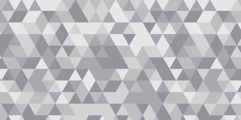 Abstract geometric white and gray background seamless mosaic and low polygon triangle texture wallpaper. Triangle shape retro wall grid pattern geometric ornament tile vector square element.