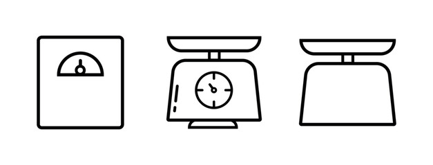 Weighing Scale Lineal Icon Symbol Vector. Black Outline Weighing Scale Icon