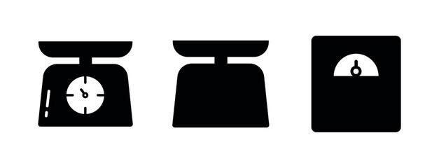 Weighing Scale Fill Icon Symbol Vector. Black Glyph Weighing Scale Icon