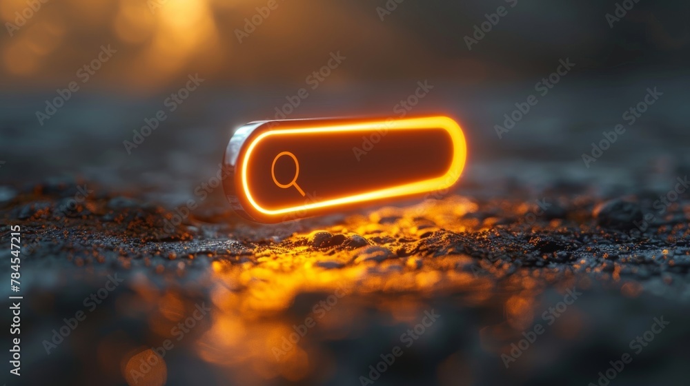 Poster Concept of searching, browsing, and networking information over the Internet. 3D rendering of a search bar.