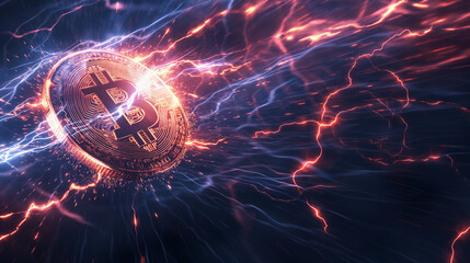 digital lightning network of the bitcoin blockchain technology and it fast transaction per second 