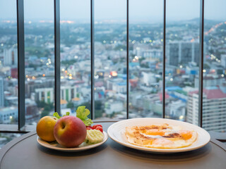 Breakfast on the room balcony.