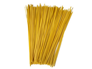 sheaf raw spaghetti on a white background isolated