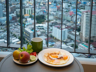 Breakfast on the room balcony.