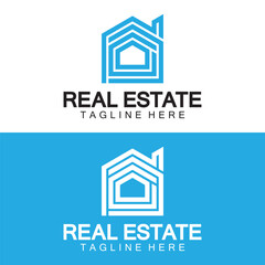 Fototapeta premium Real Estate Logo Vector. Logo Design Template for Property Real Estate Illustration with House Icon line minimalist concept