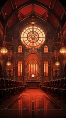 Obraz premium A Realistic and Detailed Interior of a Courtroom