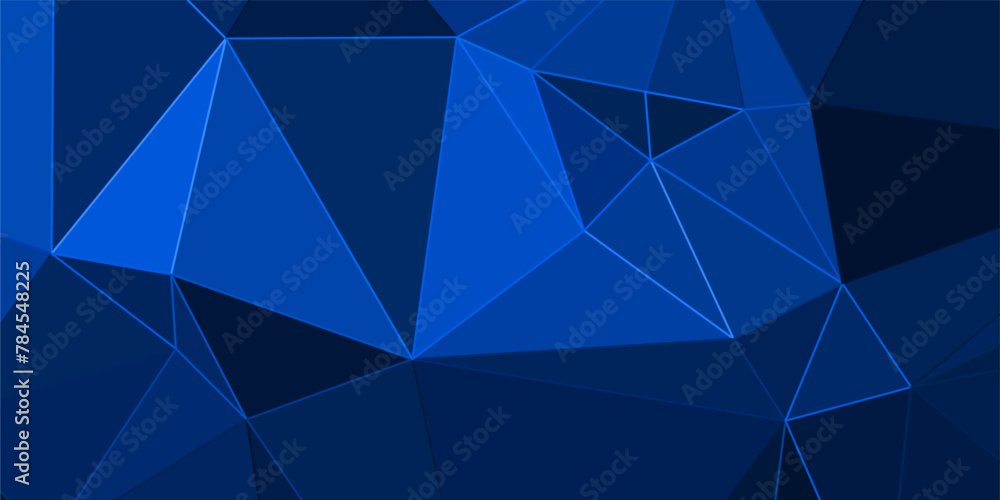 Poster abstract blue background with triangles and glowing lines