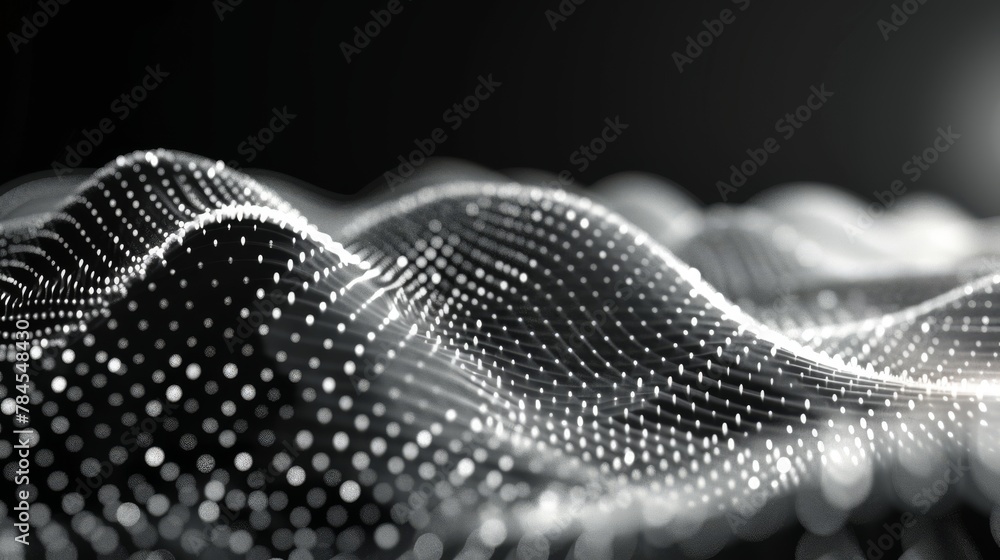 Poster White gray wave technology texture background. Abstract big data digital concept. 3d rendering....