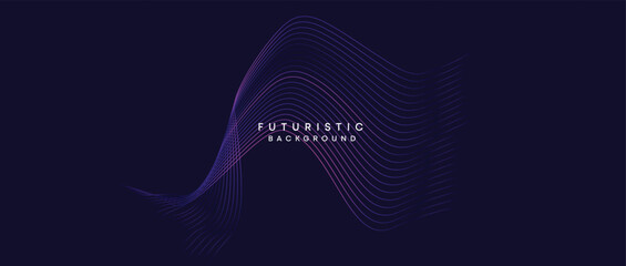 Information technology, digital age, data visualization, future technology background. Concept of futuristic technology. Smooth wave lines with purple, blue, and green gradient banner, presentation