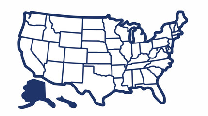 USA map icon outline style. United states outline i - obrazy, fototapety, plakaty