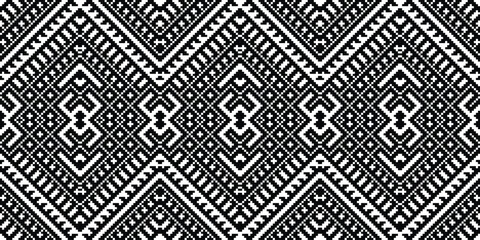 Motif Pixel Seamless Pattern Embroidery Background. Pixel Stripe Geometric Ethnic Oriental Pattern Traditional. Pixel Aztec Style Abstract Design for Print Texture,fabric,saree,sari,carpet.