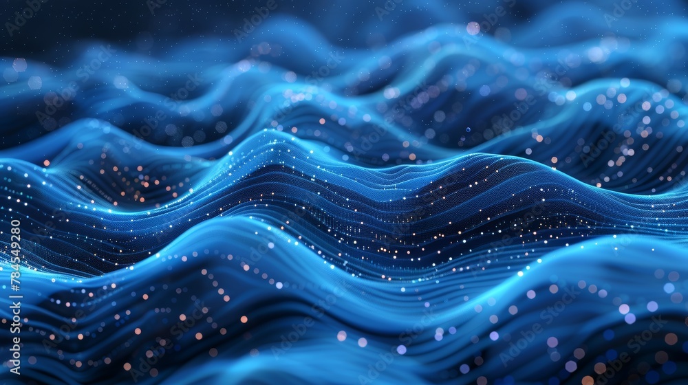 Aufkleber Abstract technology background. Big data digital background with dot blue waves. 3d rendering...