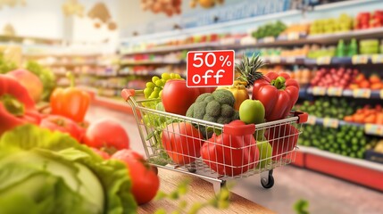  banner for supermarket products 50% off