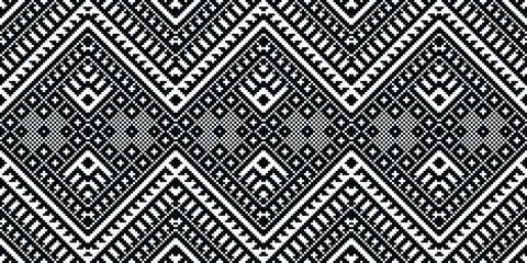Motif Pixel Seamless Pattern Embroidery Background. Pixel Texture Geometric Ethnic Oriental Pattern Traditional. Pixel Aztec Style Abstract Design for Print Texture,fabric,saree,sari,carpet.