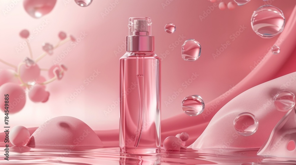 Poster an illustration of a collagen skin serum and vitamin isolated on a soft color background. 3d renderi