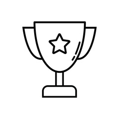 Trophy Lineal Icon Symbol Vector. Black Outline Trophy Icon