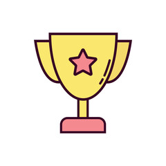 Trophy Icon Vector Illustration. Trophy Lineal Color Icon