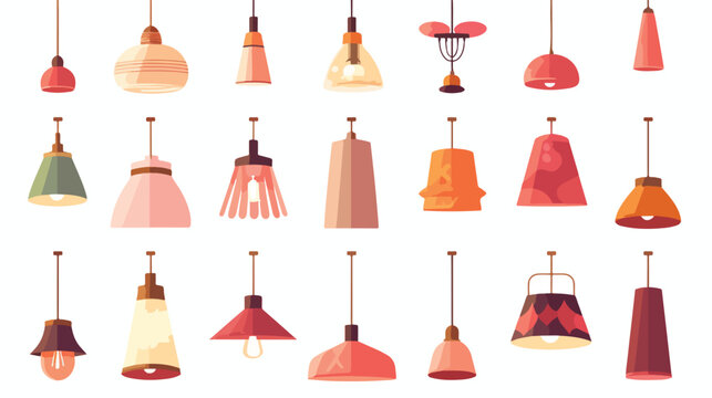 Various lamps flat pictures collection. Cartoon mod