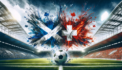 Soccer Concept. Europian Championship EM. Scotland vs Switzerland.