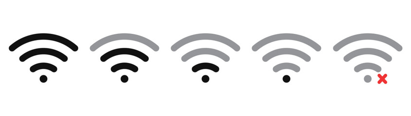 Wifi signal bar different shape no signal illustration vector