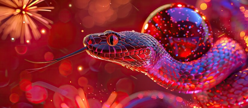 A colorful digital art image of a snake with a vivid background
