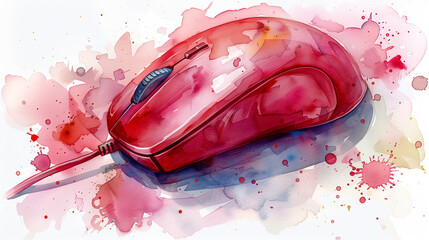 Artistic Inputs: Watercolor Keyboard and Mouse Clipart - obrazy, fototapety, plakaty