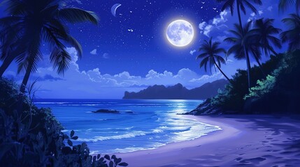 Moonlight Romantic Environment at the Beach