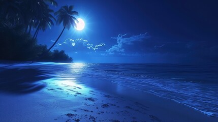 Moonlight Romantic Environment at the Beach