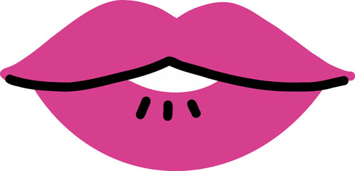 Bright pink lips. Illustration for Valentine Day on February 14th.
