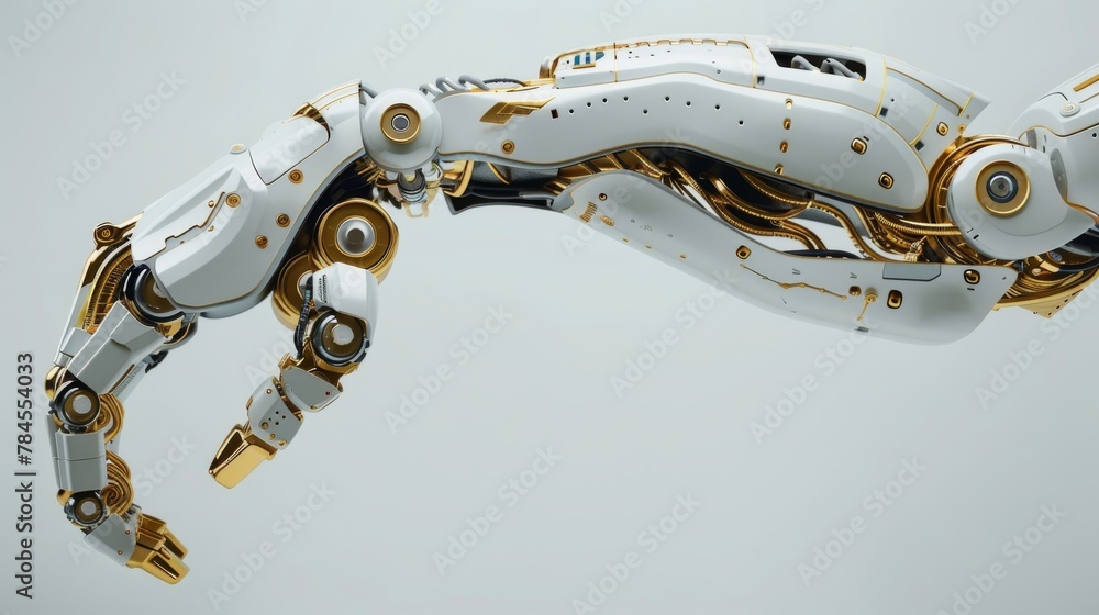 Aufkleber detailed 3d rendering of mechanical arm with white background. computer digital drawing.