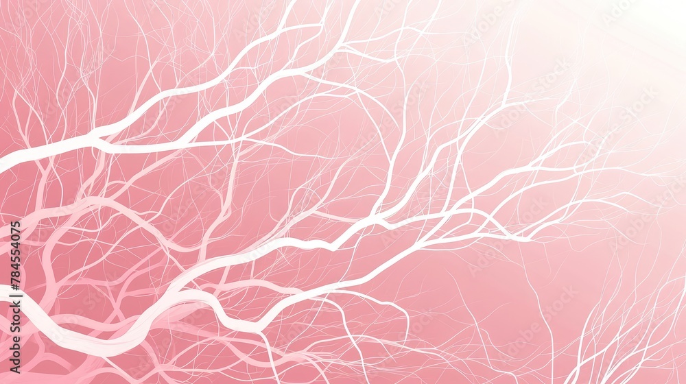 Poster pink abstract background or screensaver in the form of white tree branches. ai generative.