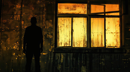 Sinister Silhouette: Figure in Window, Watching from an Empty Building