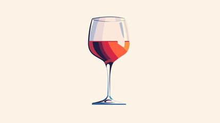 Flat illustration of a wine glass, in the vector style on a white background,