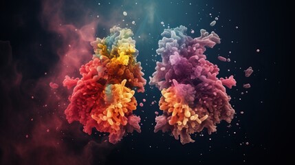 Colorful abstract painting of lungs made of smoke - obrazy, fototapety, plakaty