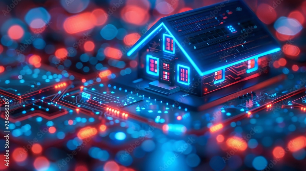 Poster A smart house system programming software project. Design project in CAD programs for a smart building. Setting up work scenarios for IOT. Internet of Things.