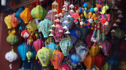 Ancient town hanging lanterns store