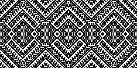 Pixel Fabric Paisley Embroidery Background. Pixel Diamond Geometric Ethnic Oriental Pattern traditional.aztec Style Abstract Vector illustration.design for Texture,fabric,clothing,wrapping,sarong.