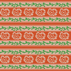 Knitted winter flower pattern vector knitwear pattern on fabric.knitting charts, knit stitch patterns.