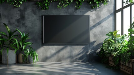 The black LCD screen of a television is hung on the wall