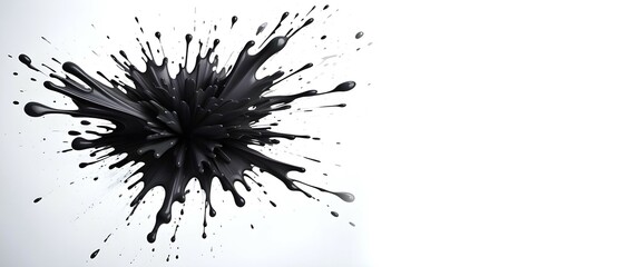 Black ink burst splash effect on white background - obrazy, fototapety, plakaty