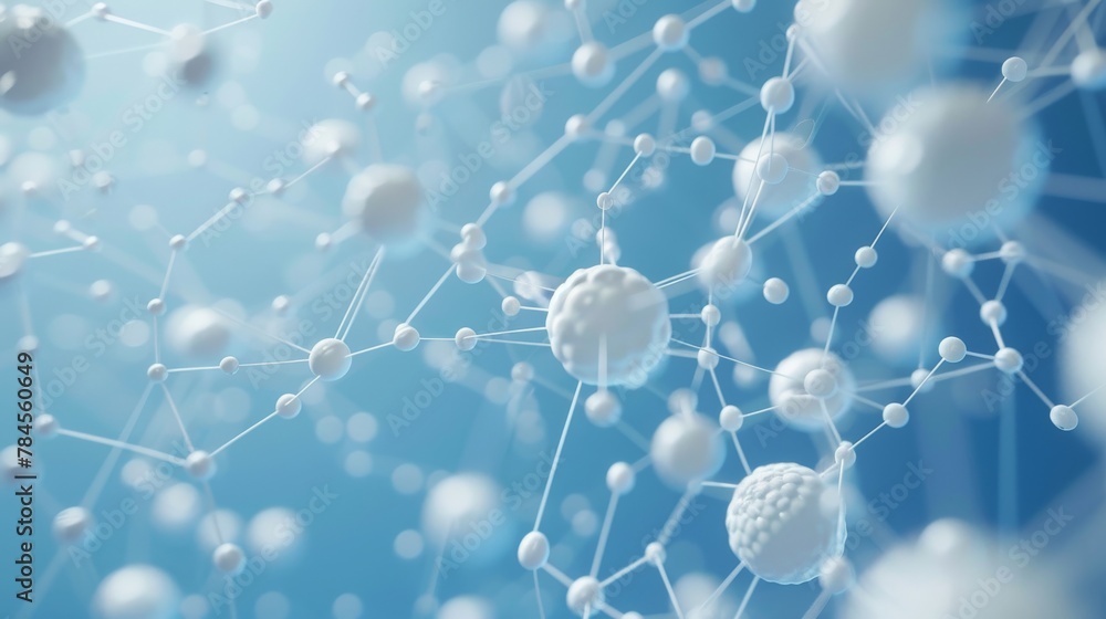 Aufkleber 3d rendering of floating white and blue dots on a blue background