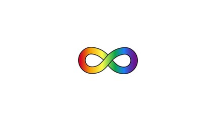 Neurodiversity awareness and acceptance concept animation with rainbow infinity symbols. Autism awareness. Infinity rainbow symbol. infinity sign in rainbow spectrum colors